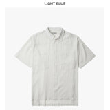 Stripe Unbalanced Cotton Half Shirt_3color