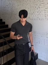 Mon pigment ribbed polo shirt