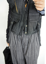 pleats stripe banding pants(3color)