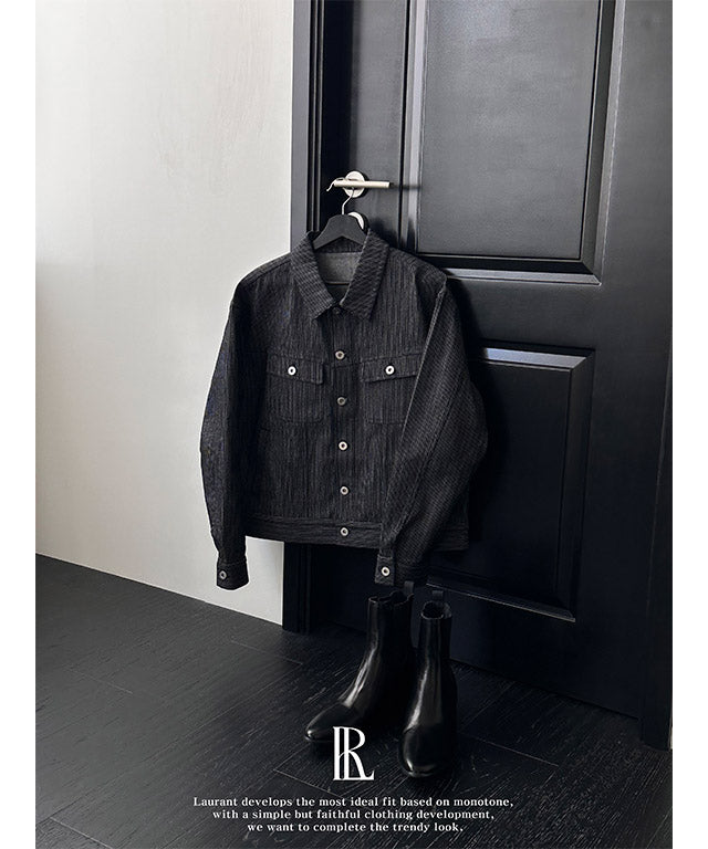 [LAURANTSEOUL] Stripe corduroy denim trucket jacket