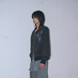 Untitled スターリーナイトスモールストライプフードジップアップ BLack Chacoal