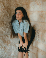 Vanilla frill knit_skyblue