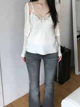 Satin Lace Sleeveless Top (2 colors)