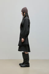 Shirring Zip-up Blouse Jumper_Black