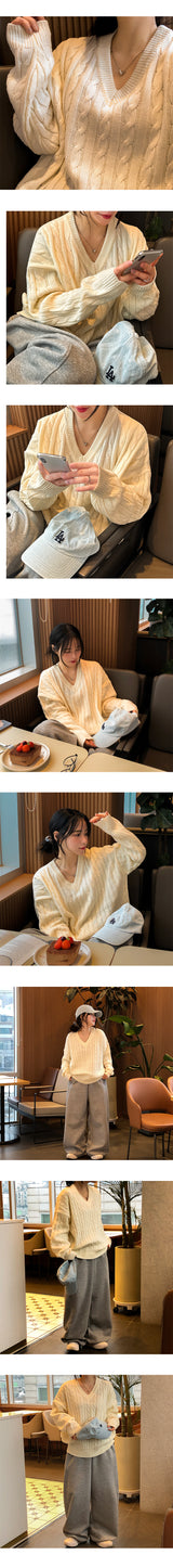 Benr loose basic twisted knitwear