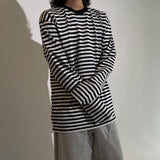 ストライプオーバーフィットカジュアル長袖Tシャツ