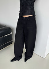 DEEP BLACK LOW WIDE PANTS