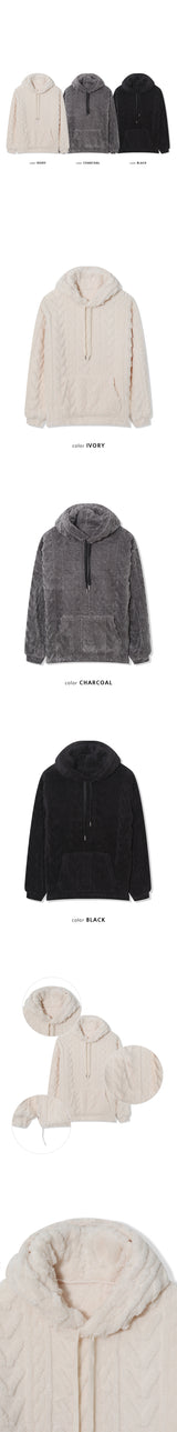 [F/W] ケーブルシープヘアフードニット(3color)