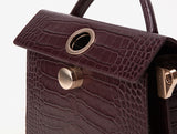 LAZEL MINI CROC ショルダーレザーバッグ / Wani Burgundy