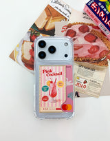 [MADE]ピンクカクテル ジェルハード iPhone カードポケット付きケース