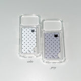 [MADE] DOTTY KITTY PHONE CASE WHITE (clear pocket)