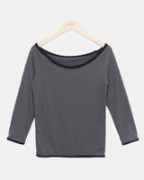 Patin Boat Neck 7-Sleeve Color-Blocked T-Shirt