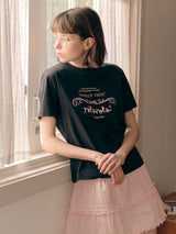 ヴィンテージヌーベルロゴハーフTシャツ ブラック