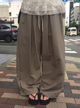 Roti Nylon Pintuck Banding Wide Pants