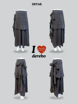 unbalanced side strap casual long skirt