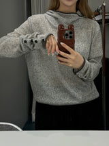 Slender Button Hoodie Knit (3c)