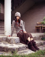 FLARE RIB SKIRT (BROWN)