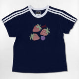 チェックストロベリーセミクロップTシャツ - 6COLOR