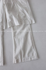 Two-block layered string wide pants