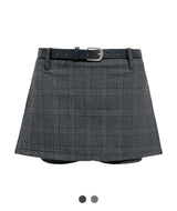 モードチェックベルトミニスカート