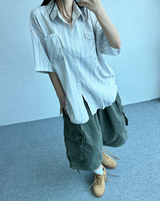 ストリッピードストライプオーバーシャツ💚💛🤍