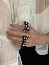 Black polka DOT bow ring