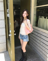 Two button vintage washing shorts