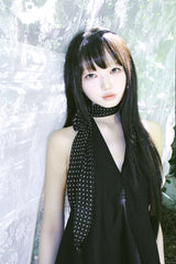 RIBBON HALTER PEPLUM TOP BLACK