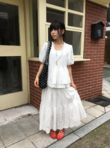 Bonomi Vintage Punching Tiered Banding Long Skirt