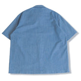 DENIM LINEN WESTERN HALF SHIRTS LIGHT INDIGO