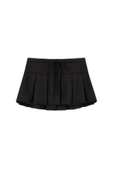 Hugging ribbon pleated skirt, Black