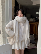 #コージーヘアリーワイドスカーフマフラー (4color)