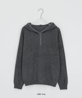 Kidu Color Matching Frill Hood Knit