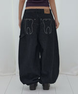 TOOTH JAM WIDE DENIM PANTS (BLACK) F26QD150