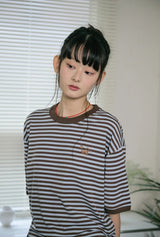 26SS★ キャットボーダーリンガー半袖Tシャツ