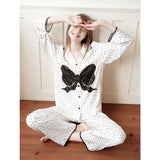 Black and white polka dot printed pajamas｜Suitable for all seasons