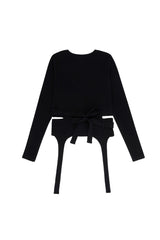 BELT-STRAP CARDIGAN BLACK