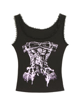 Black Corset Lace Sleeveless Tee