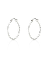 [White gold] Cutting Hoop Earrings (S)