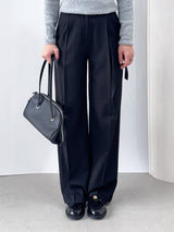 Lucen Strap Pintuck Semi-Wide Slacks Pants