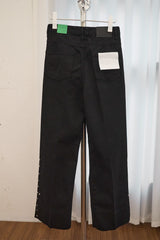 Snap Button Detail Slit Pants (Black/2size)