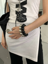 Metal acrylic ball bangle(2Set)