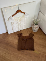 Texture Lace Ribbon Short Sleeve T-shirt
