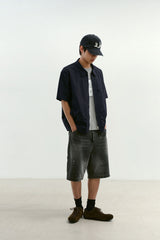 エイジスプラッターカーペンターデニムショーツ(Washed Black)