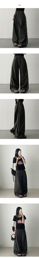 Tyrone two-line nylon wide pants