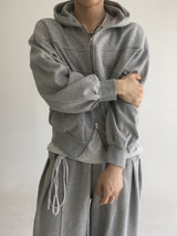 curved hood zip up(2colors)