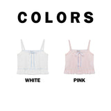 リボンフリルスリーブレス(White)