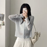 Wrinkle Wavy V-Neck Cropped Cardigan