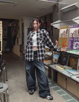 Kio two-tone layered denim pants