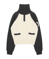 MINI POCKET KNIT HALF ZIP-UP (CHARCOAL)_F24ZB053
